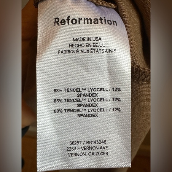 NEW Reformation Jana Mock Neck Sleeveless Ruched Nutty Tan Brown Mini Dress - Picture 5 of 5